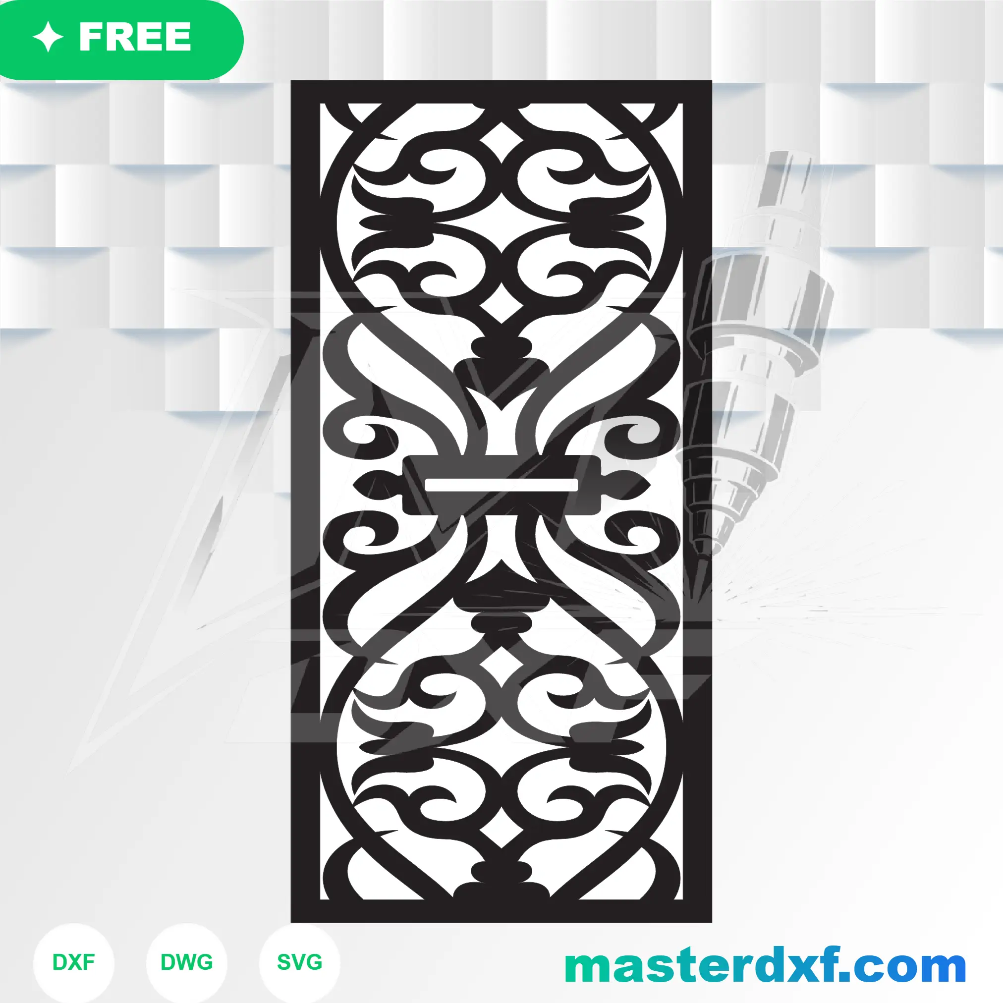 Continuous Overlapping Circular Rings Fretwork Vector for CNC Router DXF File